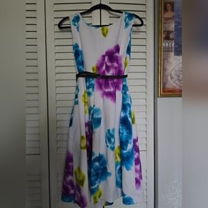 Calvin Klein Watercolor Floral Sleeveless Dress